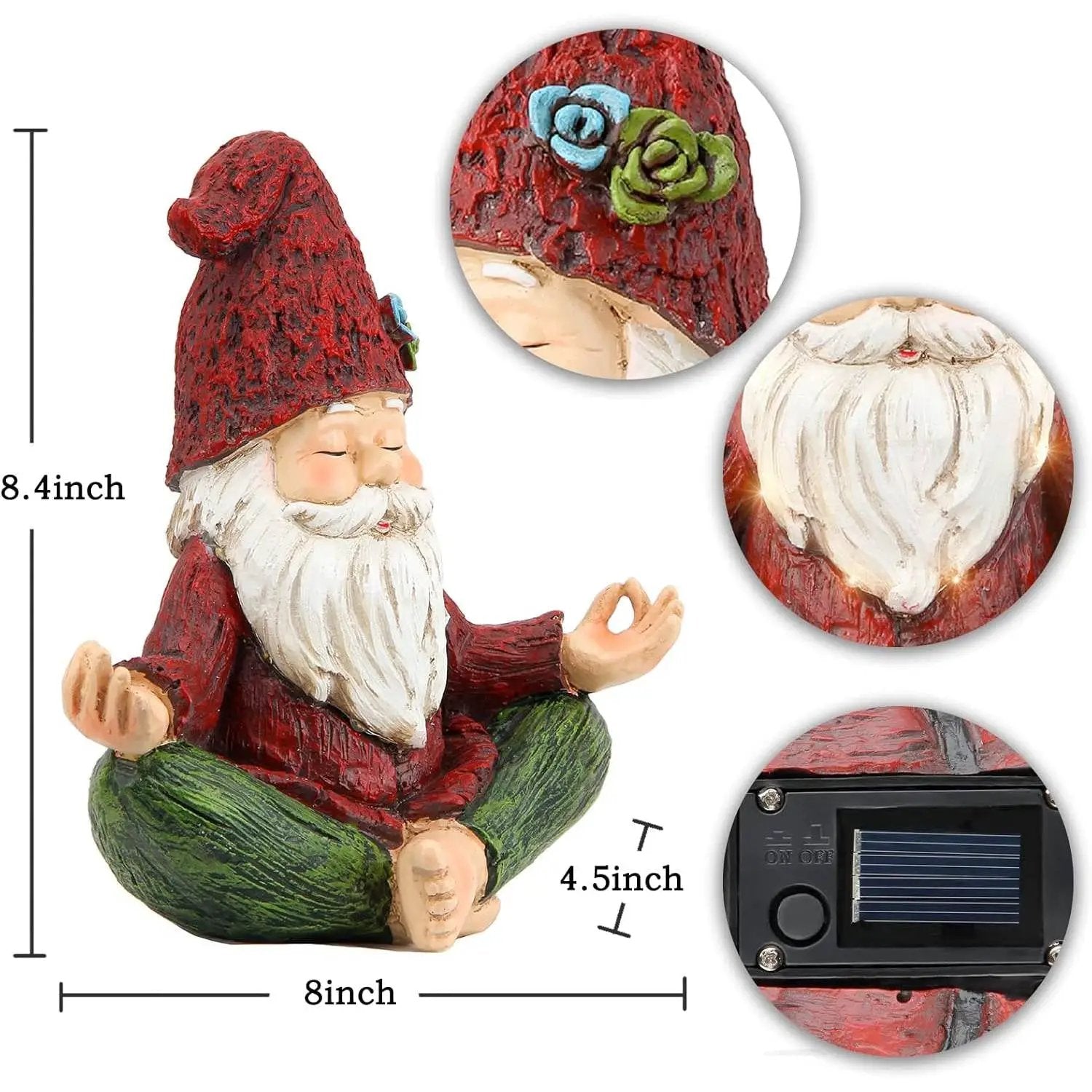 Zen Garden Meditating Yoga Solar Gnome Statue by HomePacific