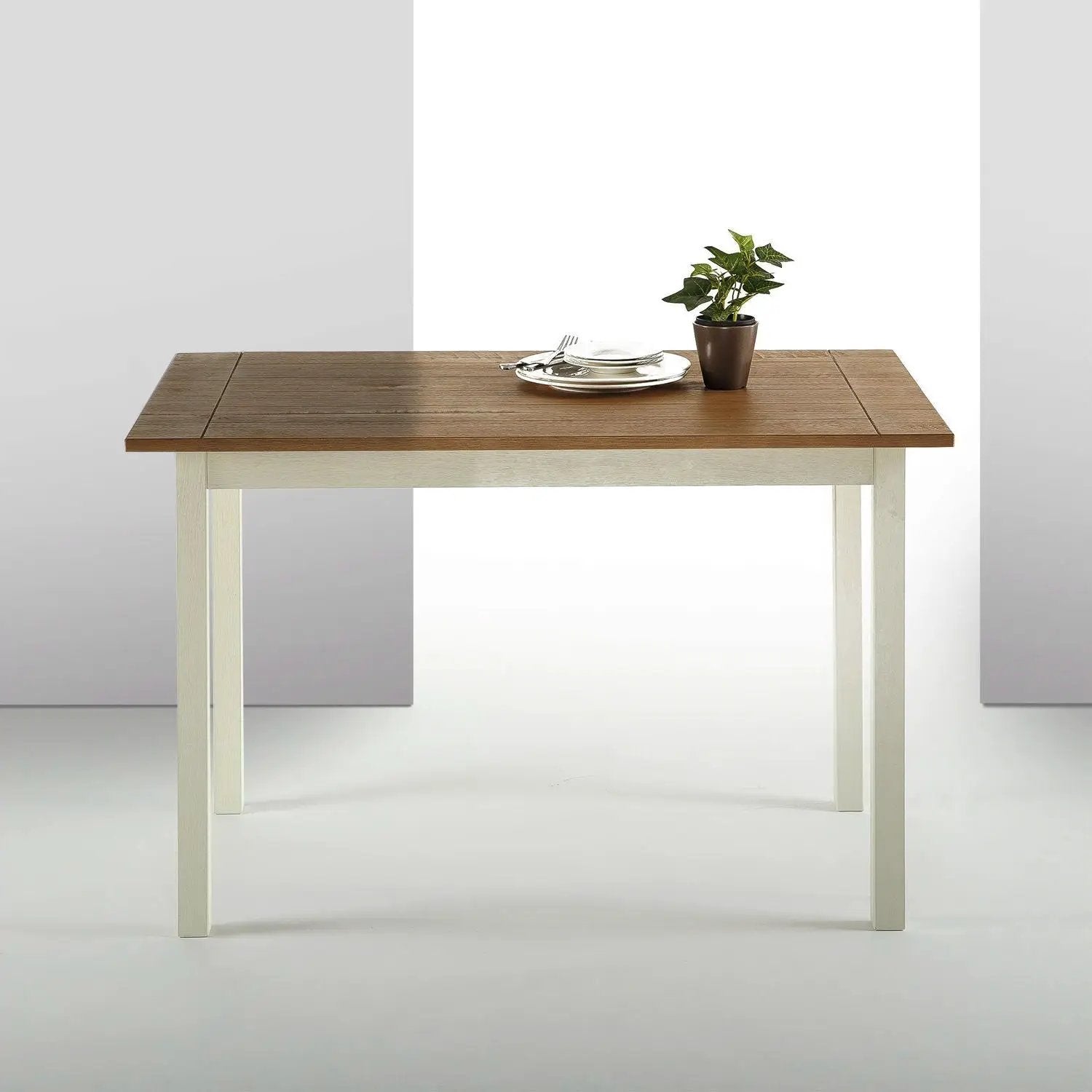 Classic Pine Wood 45 x 28 inch Dining Table with White Legs by HomePacific