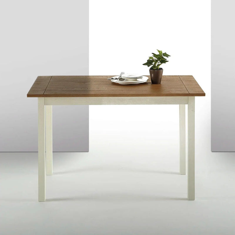 Classic Pine Wood 45 x 28 inch Dining Table with White Legs by HomePacific