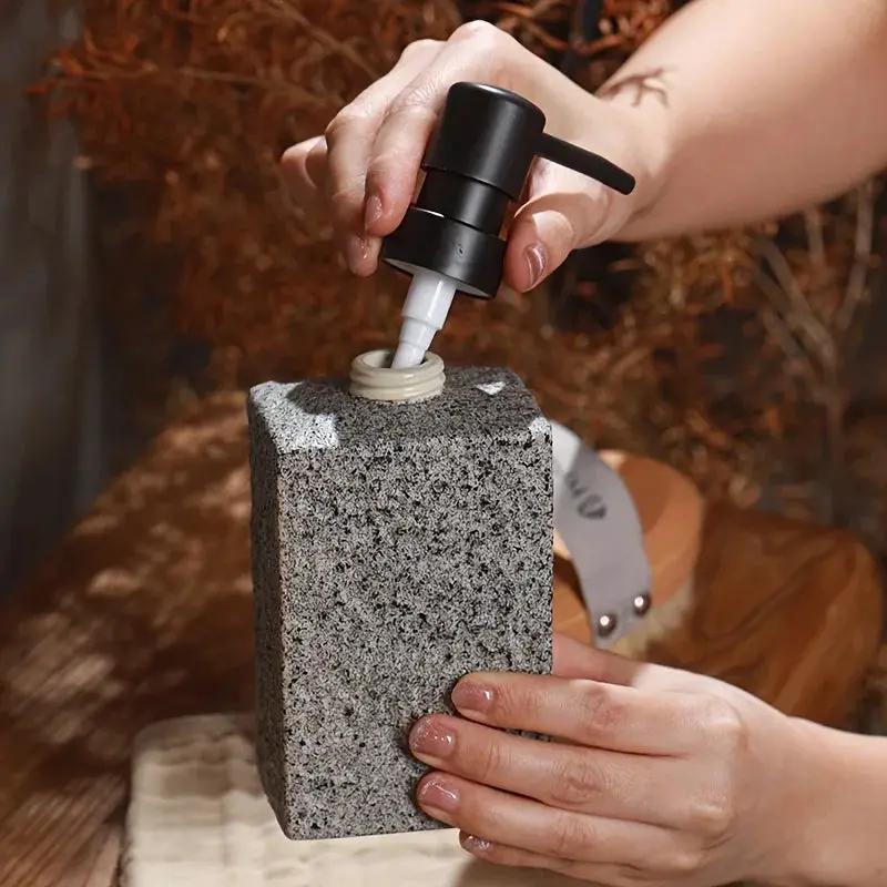 A 4pcs Set Featuring a Minimalist Nordic Design in Ceramic, Including a Stone-Patterned Wash Cup Set, Lotion Bottle, Soap Dish, Bathroom Cleaning Bottles, Mouthwash Cup, Bathroom Essentials, Bathroom Accessories, Perfect As a by House Of Avana