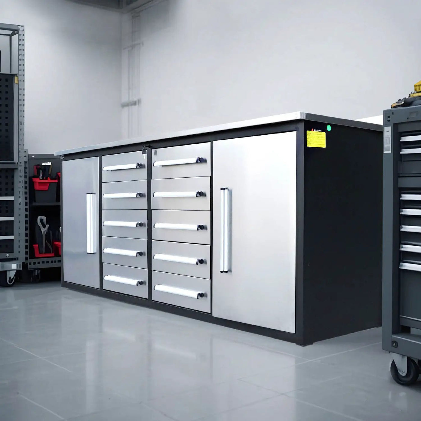 7ft Heavy Duty Workbench with 10 Drawers & 2 Cabinets by Chery Industrial