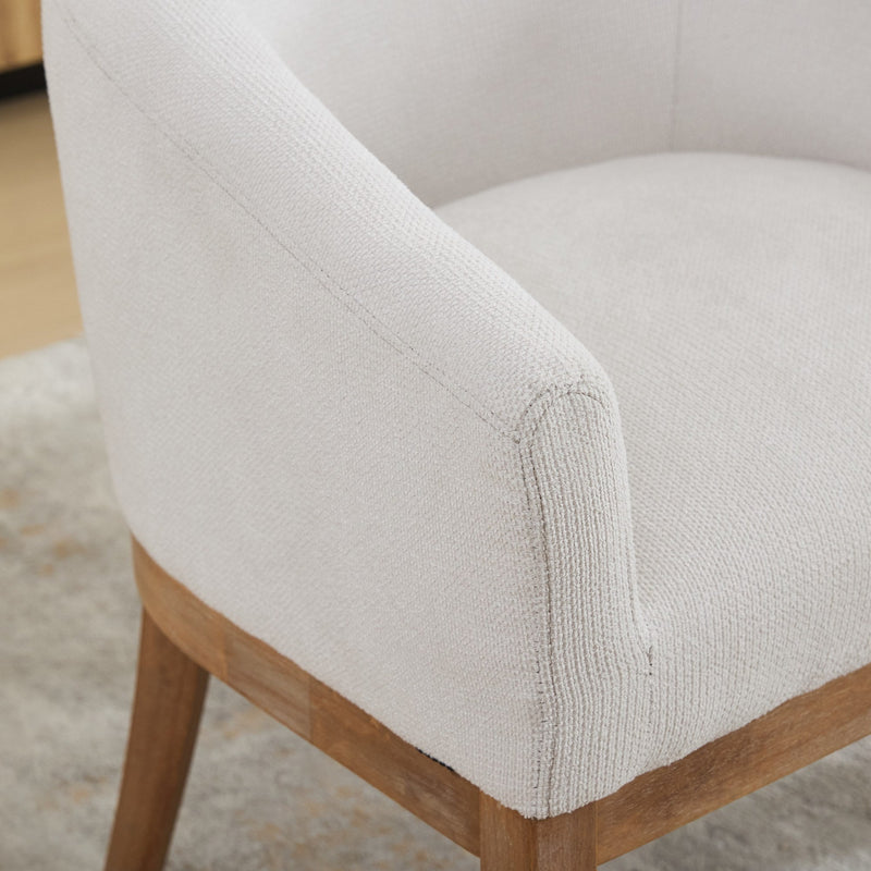 Mid Century Modern Upholstered Barrel Dining Chair with Arms, photo 11 of 24