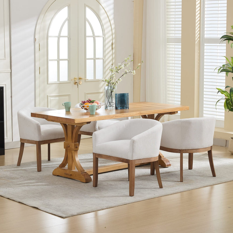 Mid Century Modern Upholstered Barrel Dining Chair with Arms, photo 19 of 24