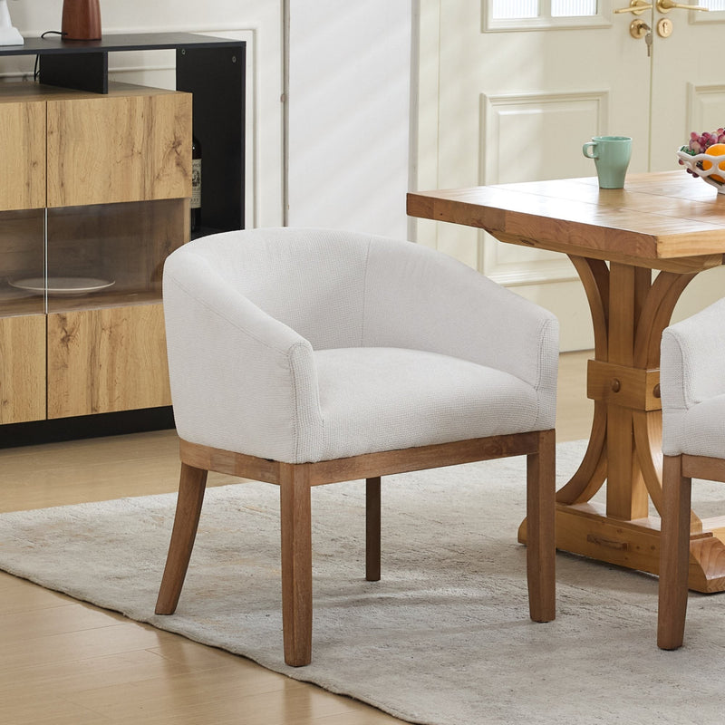 Mid Century Modern Upholstered Barrel Dining Chair with Arms, photo 2 of 24