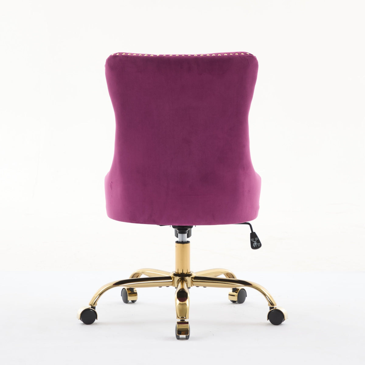 Purple Modern Velvet Upholstered Office Chair with Tufted Buttons - Golden Accents, photo 7 of 18