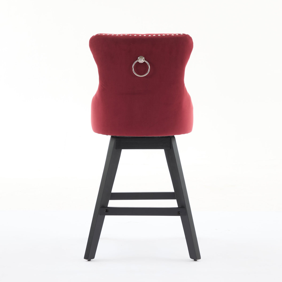 Swivel Velvet Barstools with Button Tufted Decoration - Set of 2 with 360° Swivel - Wine Red, photo 8 of 24