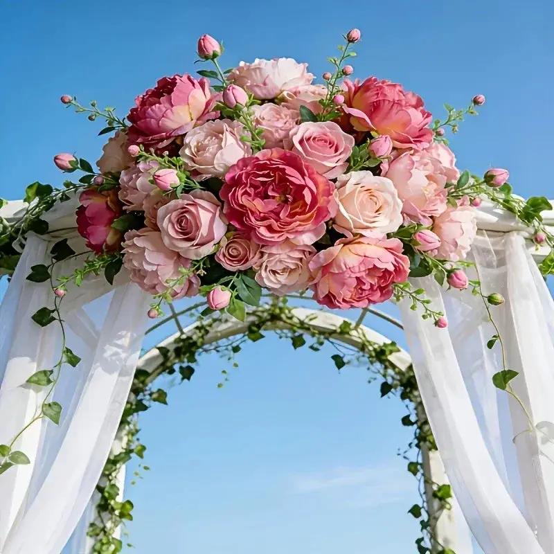 A Selection of High-Rated Artificial Two-Tone Peony Bouquets - Lifelike Flowers for Outdoor Decor, Home Decoration, And Event Decoration - Festive Floral Arrangements, Premium Bouquets, Bridal Bouquets, Valentine'S Day by House Of Avana