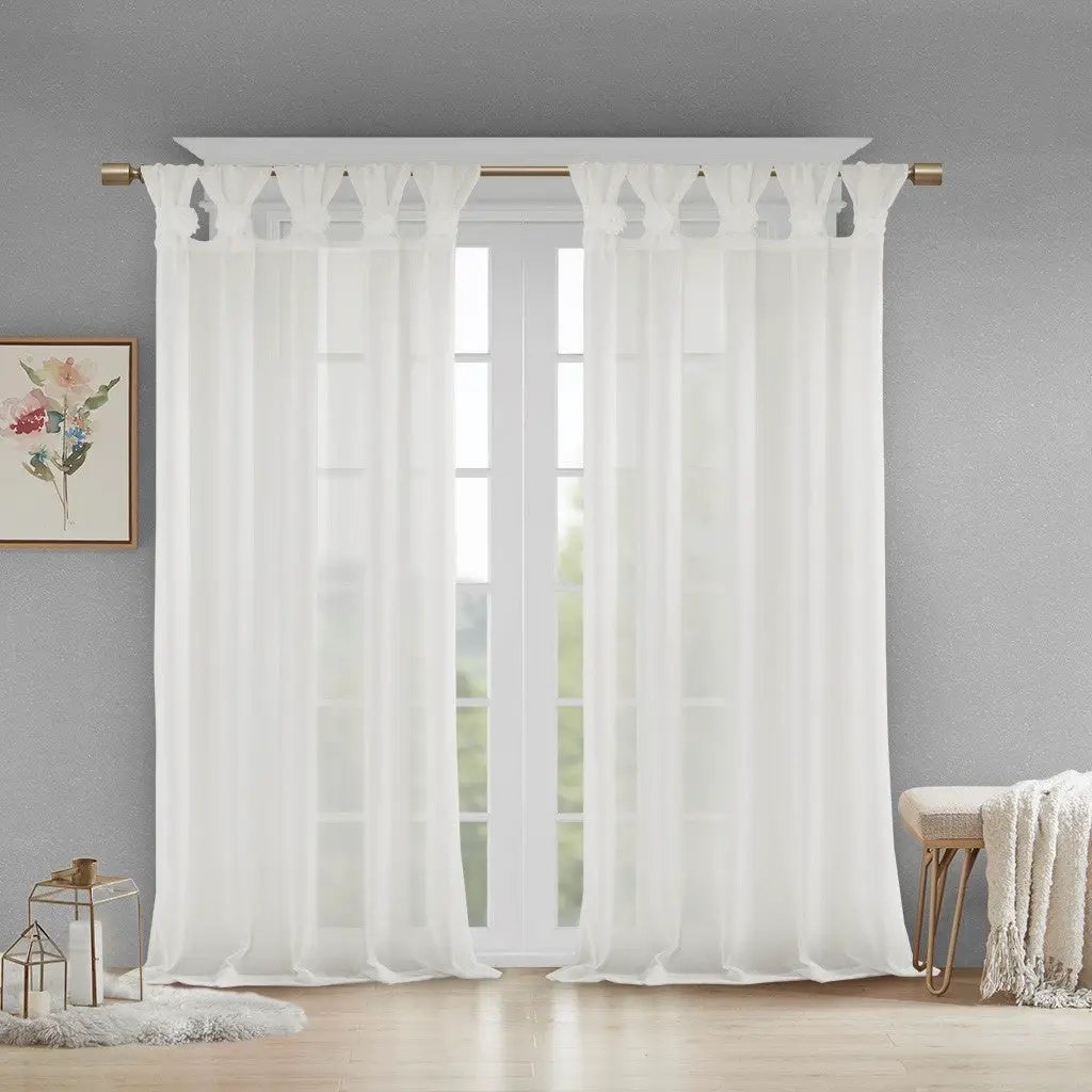 Floral Embellished Tab Top Solid Curtain Panel by HouseOfZazla