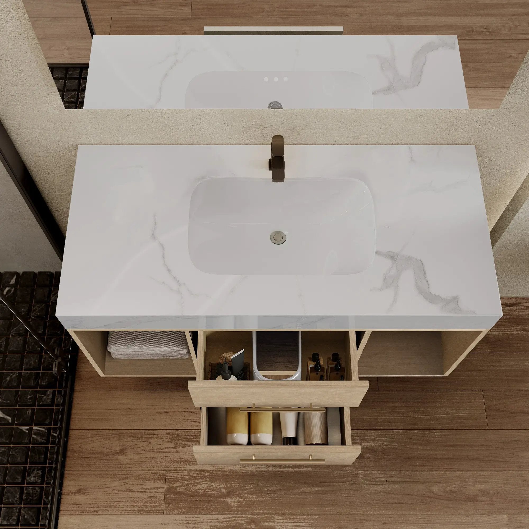 39.4" Floating Bathroom Vanity with Ceramic Sink by HouseOfZazla