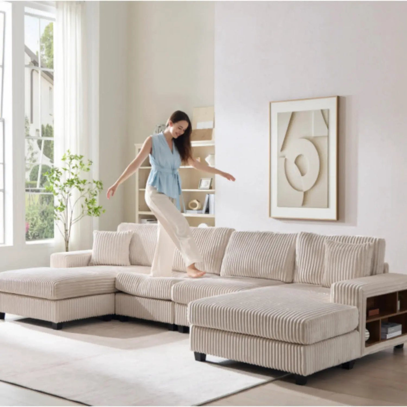 U-Shaped Convertible Sofa, 4 Seater Large Living Room Lounge by Unique Piece Furniture