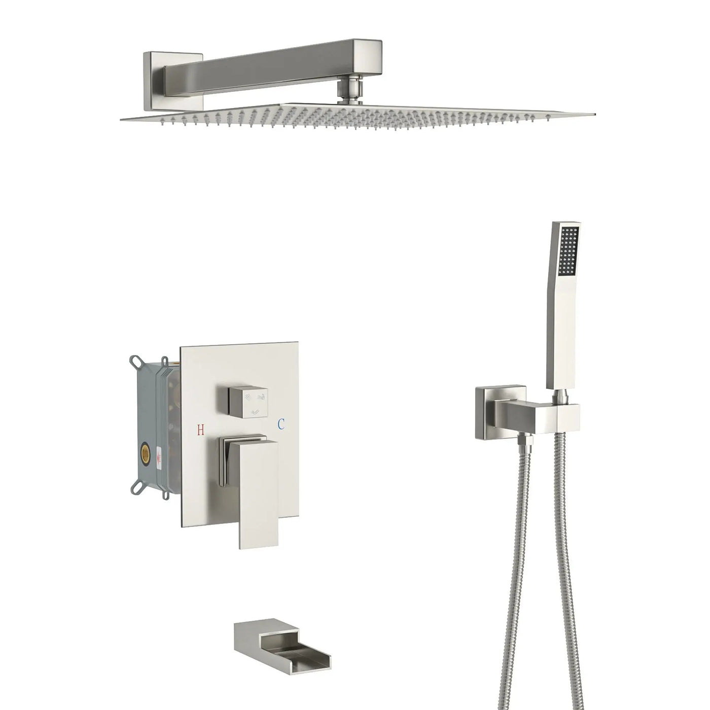 10" Wall Mounted Square Shower System With Rough In Valve by HouseOfZazla