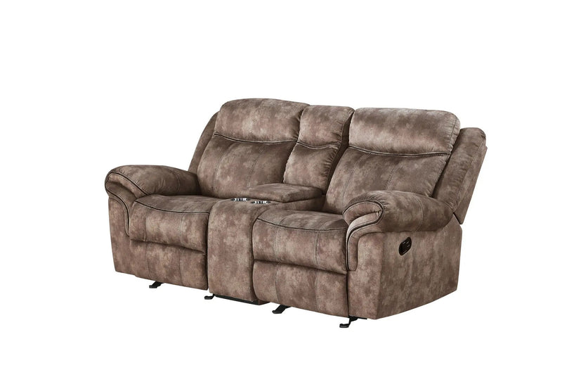 Zubaida - Two Tone Recliner Loveseat With USB Port Console by Unique Piece Furniture