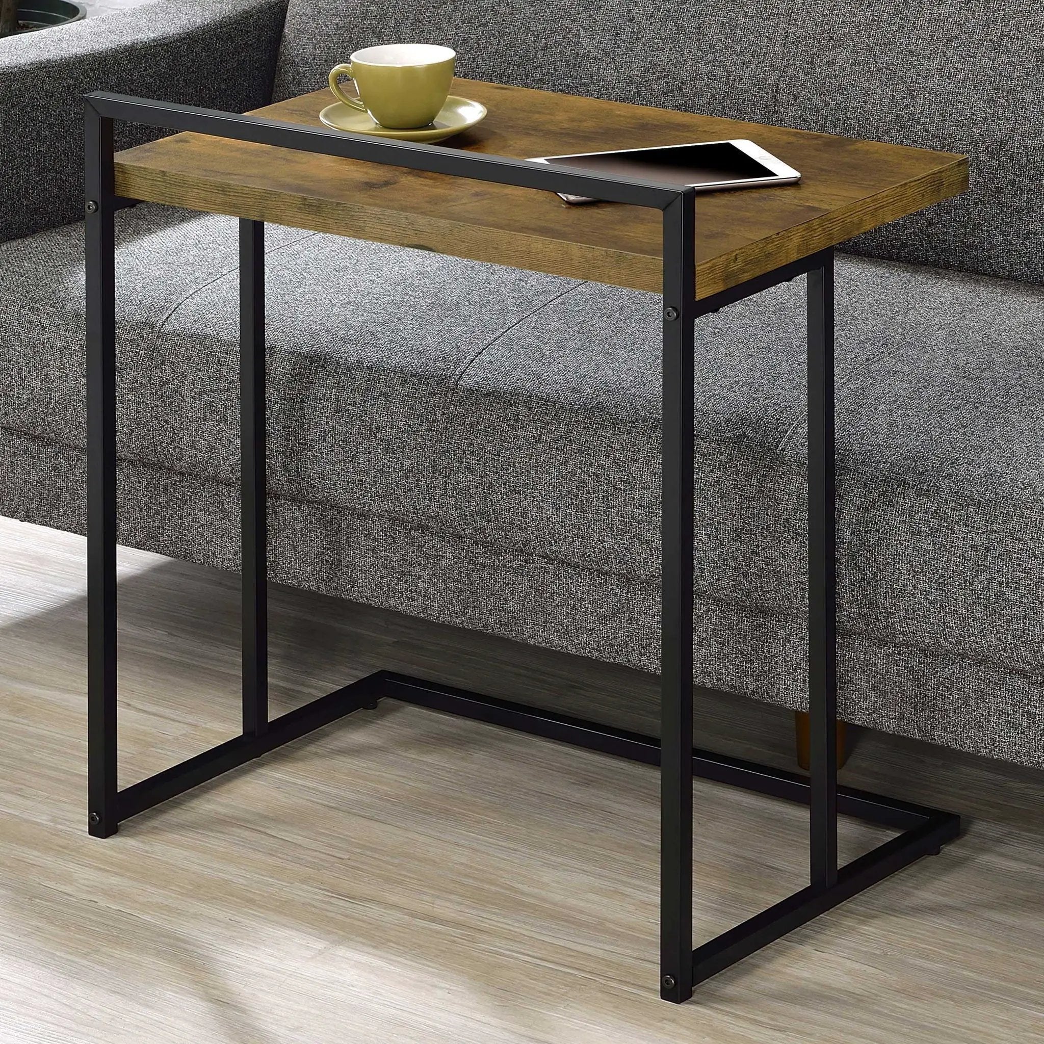 Dani Rectangular C-Shaped Sofa Side Table Rustic Nutmeg by Unique Piece Furniture