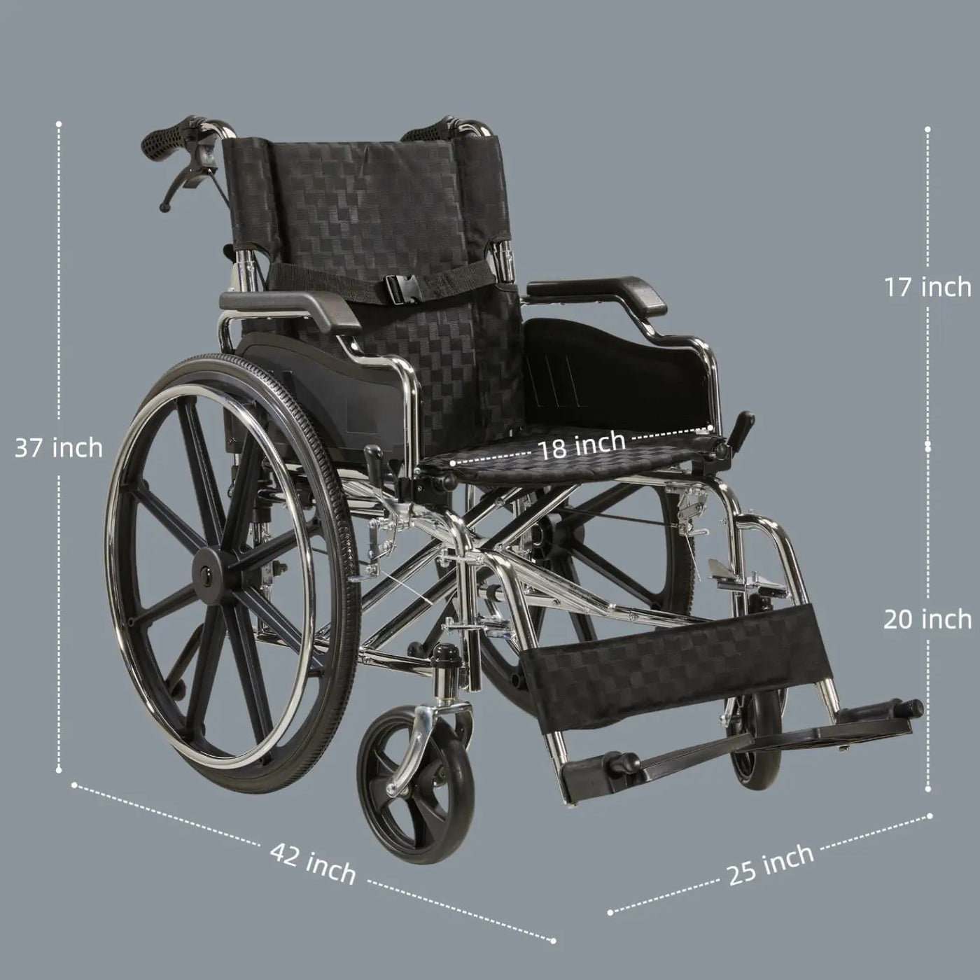 Lightweight Foldable Manual Wheelchair for Adults with Double Brakes by HouseOfZazla