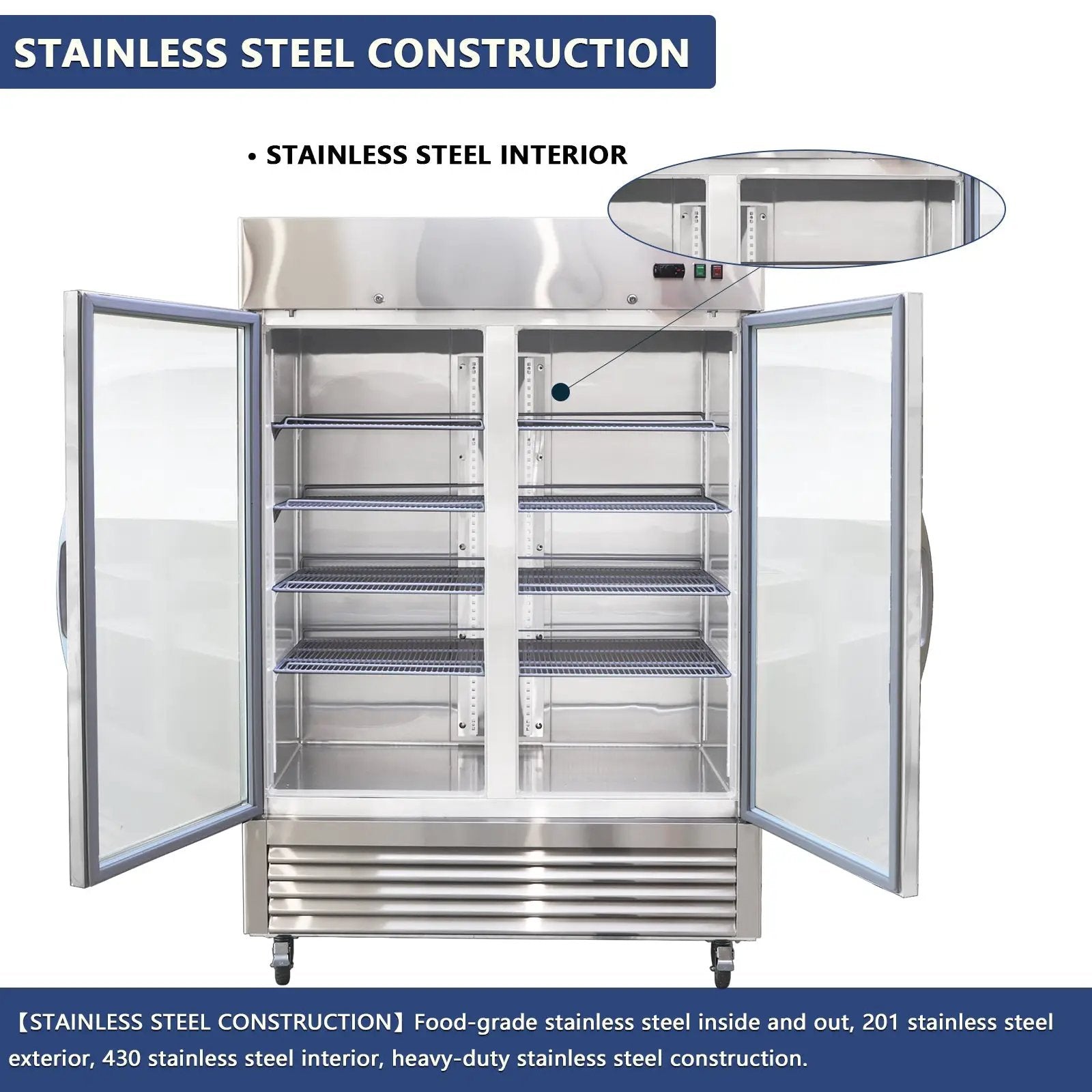 54"W Commercial Refrigerator with Glass Doors by HouseOfZazla