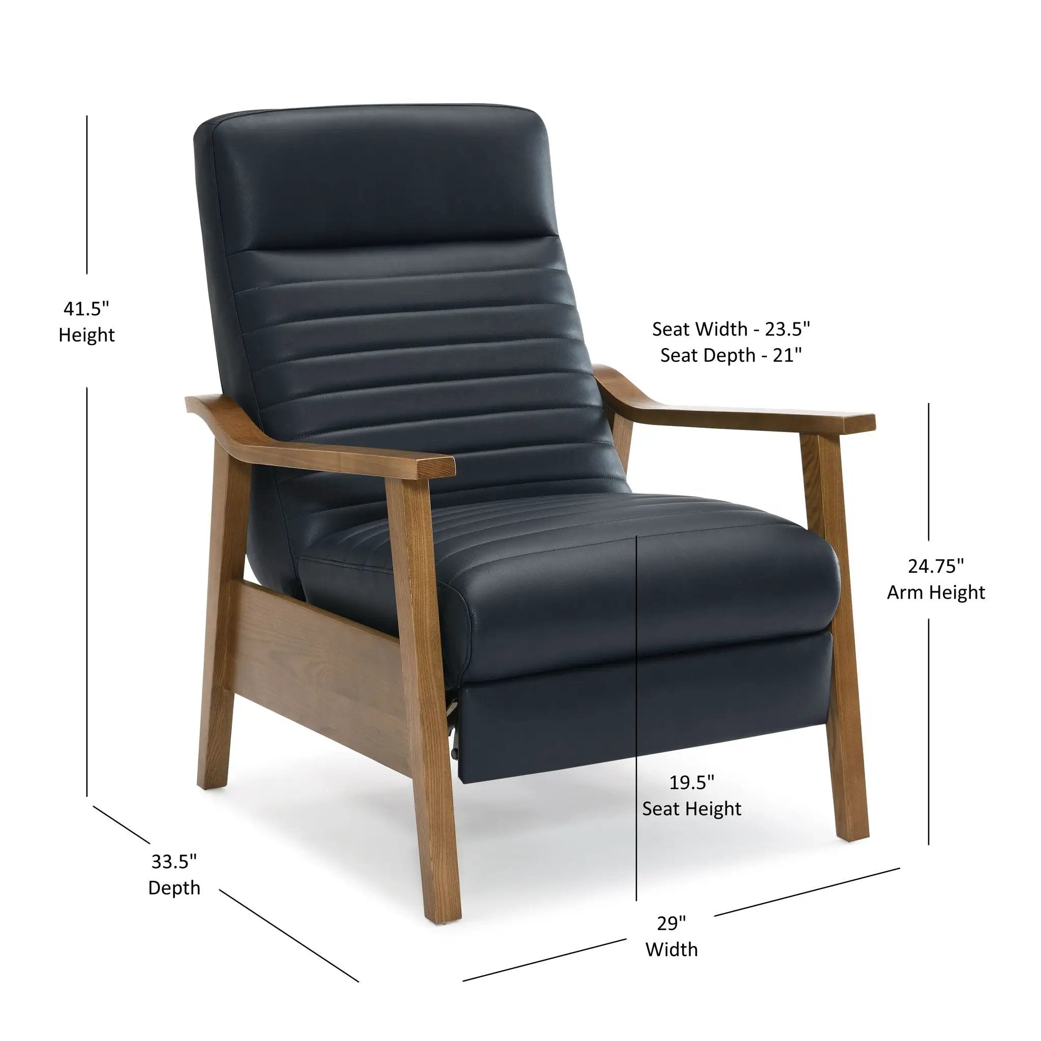 Asher - Modern Push Back Recliner With Wood Arms by HouseOfZazla