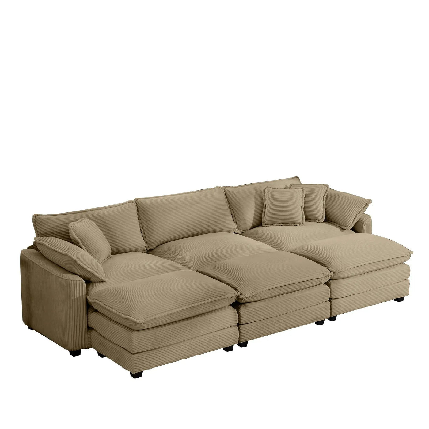 Modern Oversized Modular Cushion Sofa With Ottoman, Low Back, Deep Seating Sofa Set by HouseOfZazla