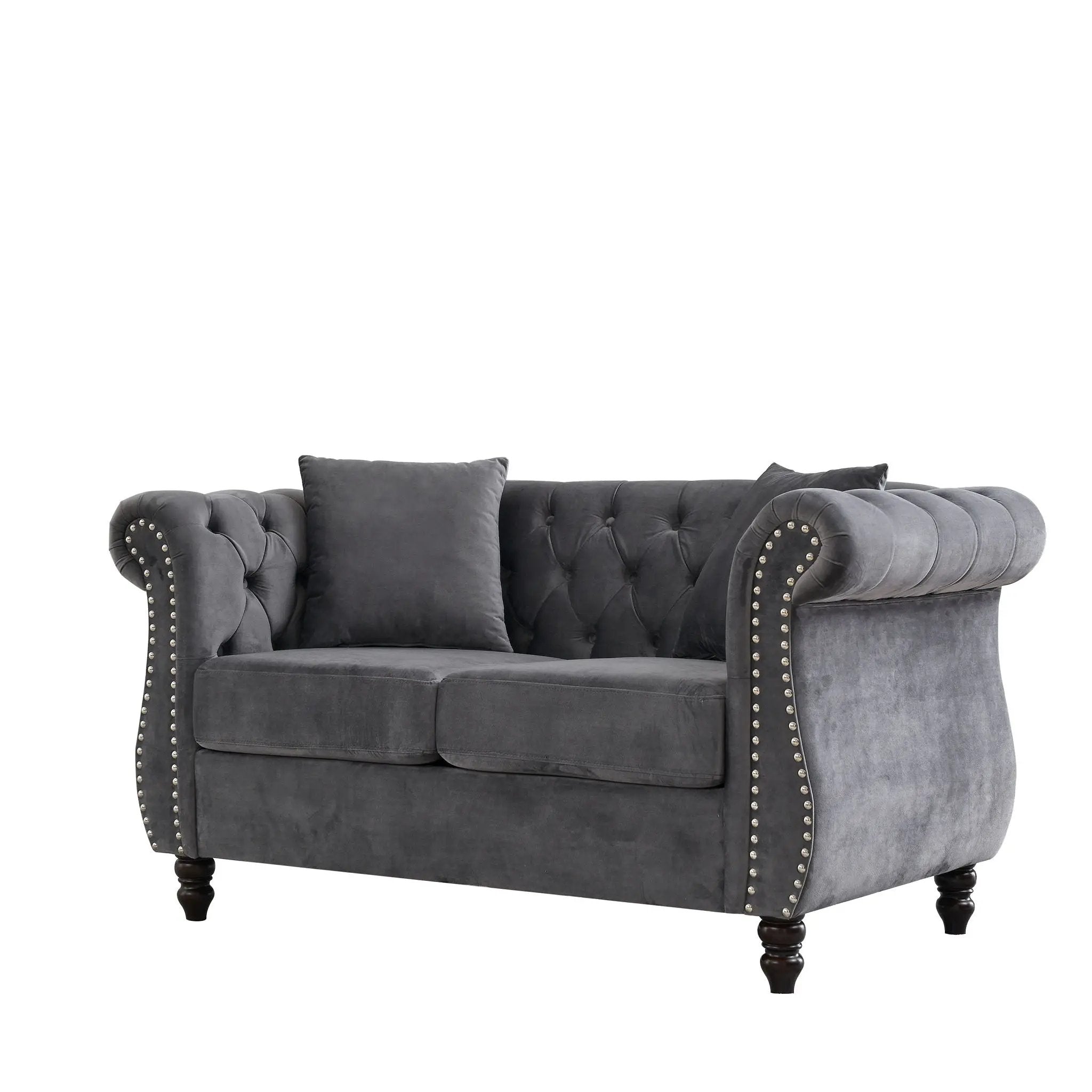 Chesterfield Sofa With Rolled Arms And Nailhead Trim by HouseOfZazla