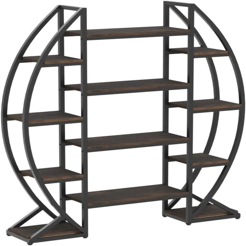 Triple Wide Oval Etagere Bookcase With Shelves For Living Room by HouseOfZazla