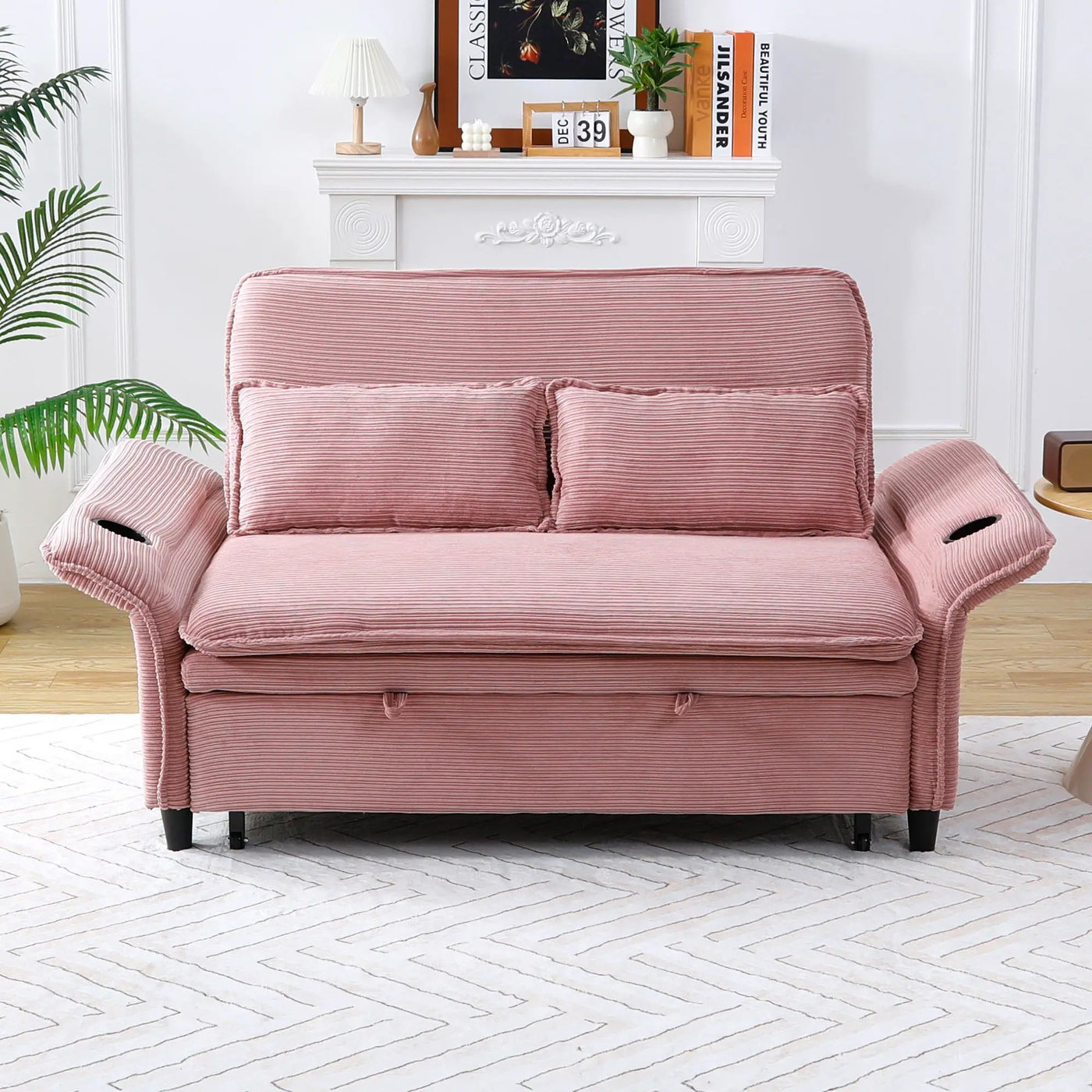 Modern Fabric Multi-Functional Sofa Bed With Adjustable Armrests And Backrests by HouseOfZazla