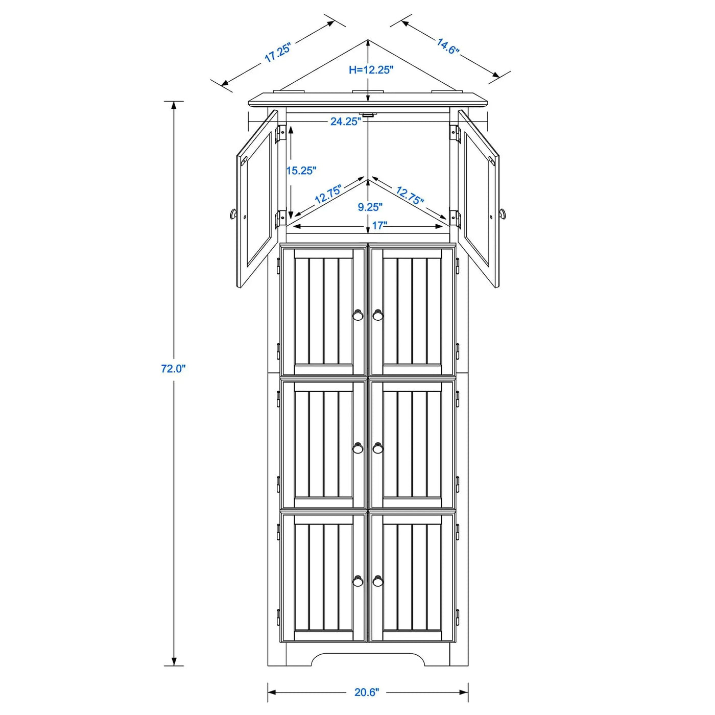 Tall Storage Cabinet With Doors And 4 Shelves For Living Room, Kitchen, Office, Bedroom, Bathroom, Modern by HouseOfZazla
