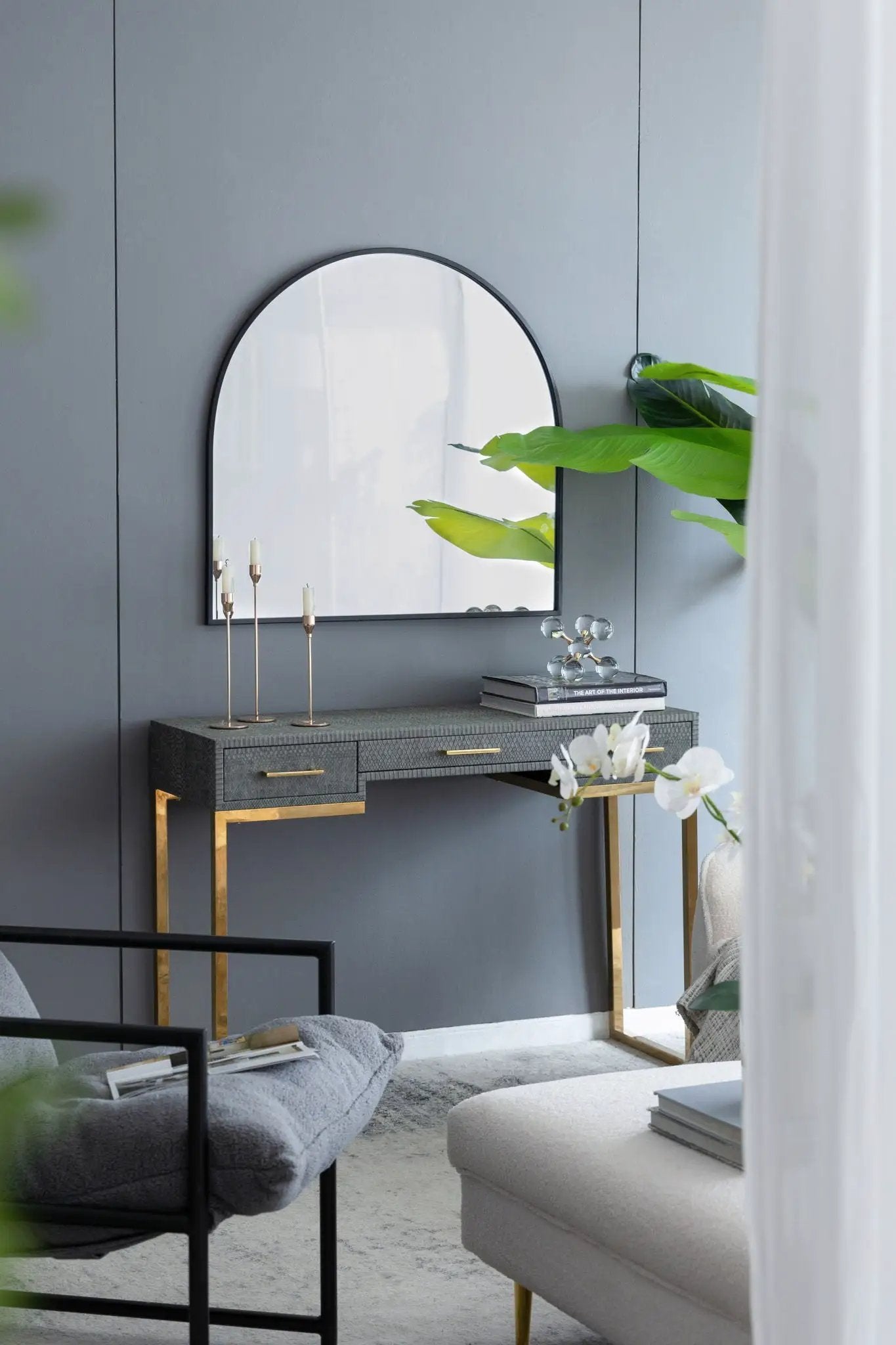 Arched Mirror With Metal Frame, Wall Mirror For Living Room Bedroom Entryway by HouseOfZazla