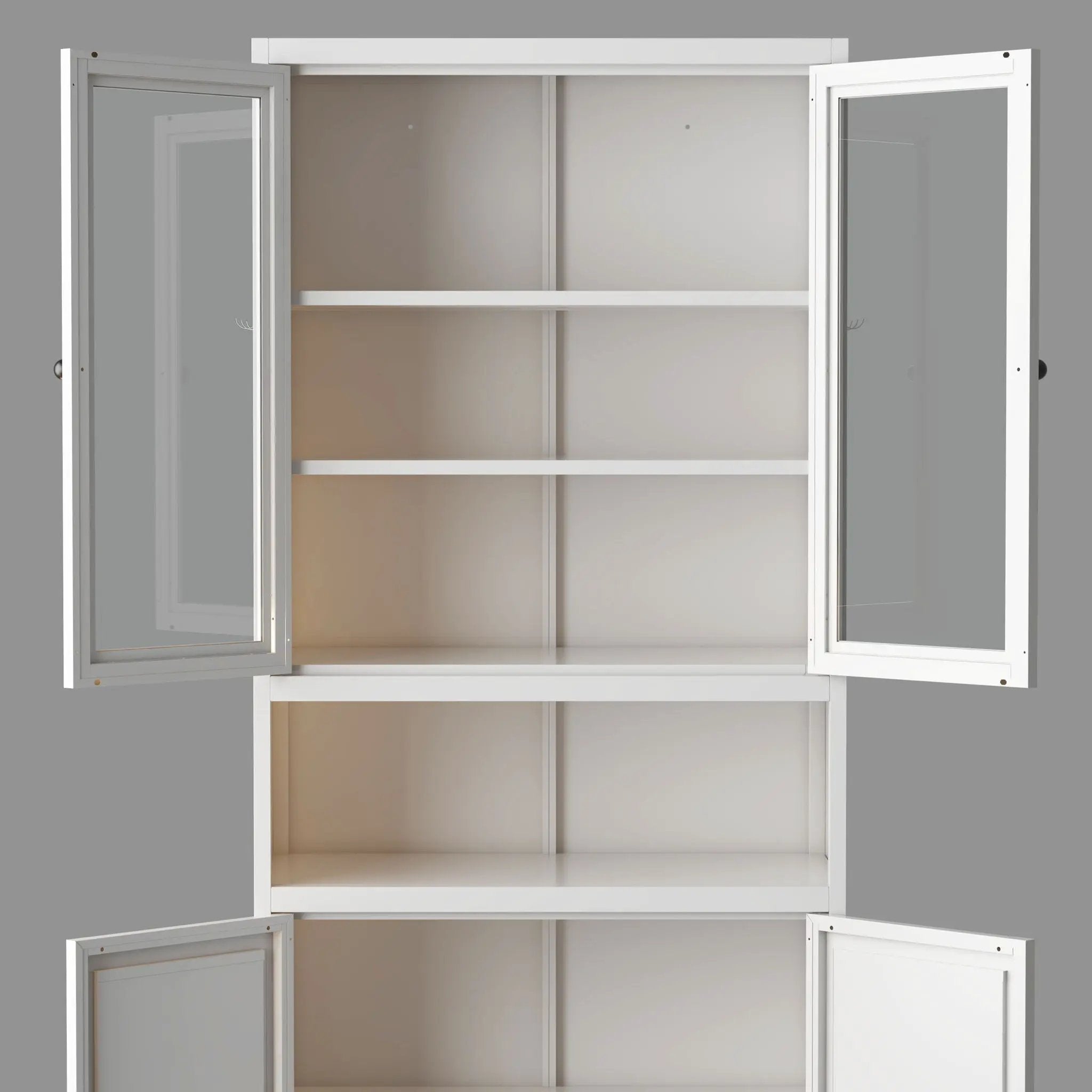 Kitchen Pantry Cabinet Tall Storage With Adjustable Shelves, Heavy Duty Stainless Steel Frame - White by HouseOfZazla