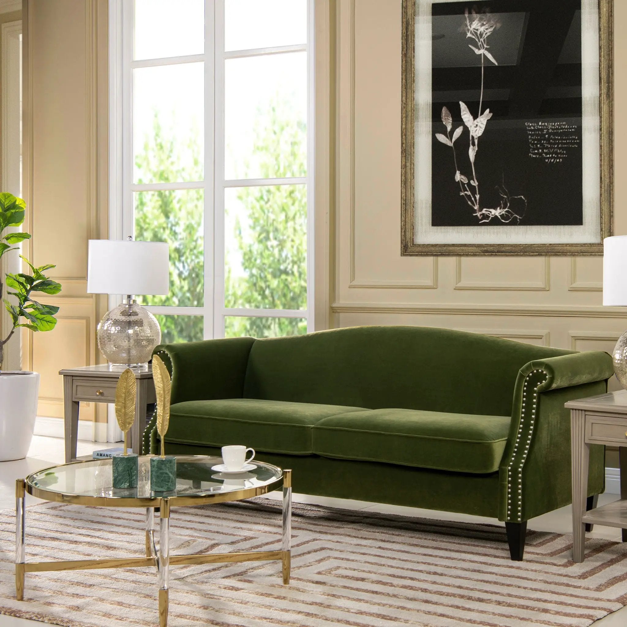 Elaine - Camel Back Small Space Sofa by HouseOfZazla