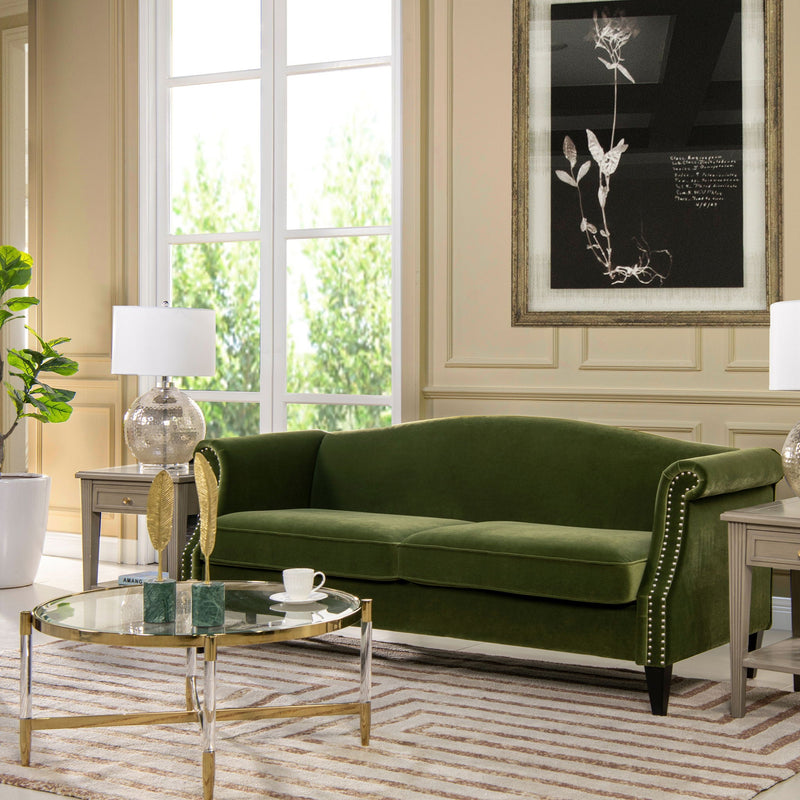 Green Camel Back Small Space Sofa with Performance Upholstery, photo 13 of 14
