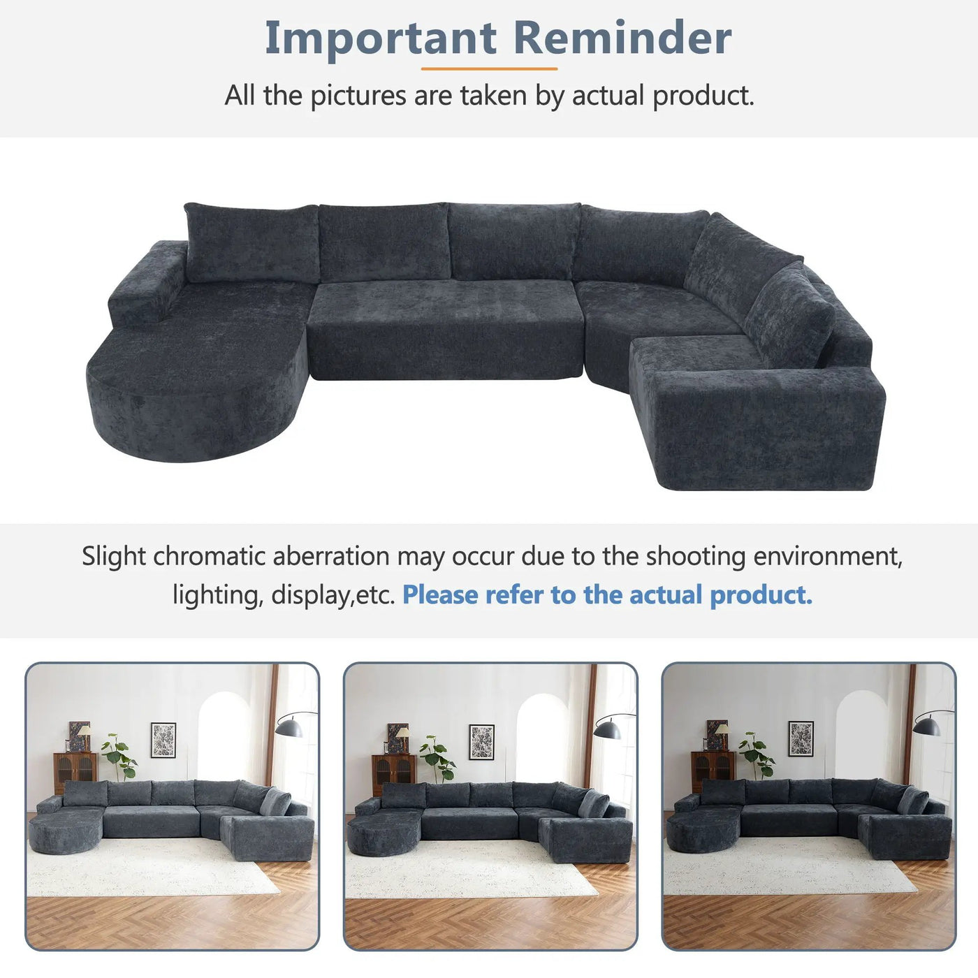 U-Shaped Oversized Modular Cloud Sectional Sofa With Deep Seat For Living Room by HouseOfZazla