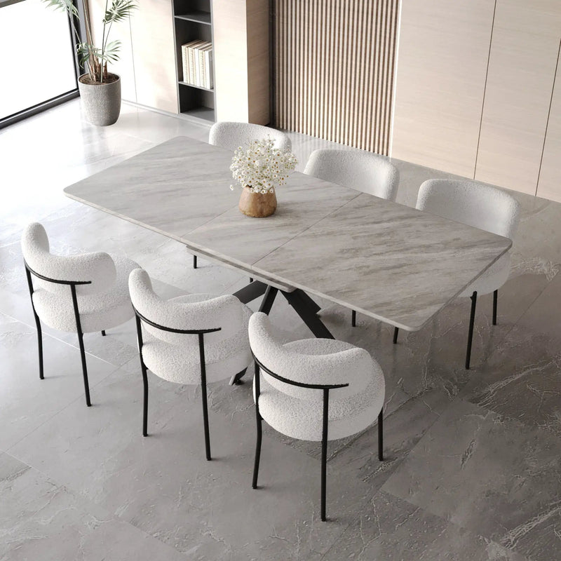 Extendable Dining Table Set With Curved Backrest Upholstered Chairs by HouseOfZazla