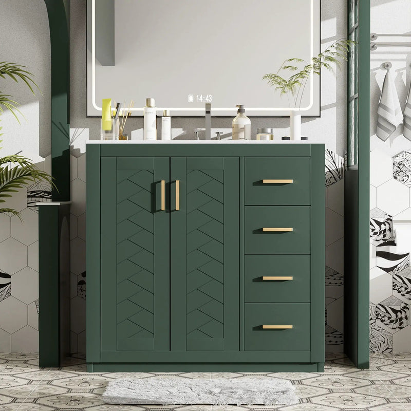 Bathroom Vanity With Sink Combo, Storage Cabinet, Freestanding Set With 3 Drawers & Soft Closing Doors by Unique Piece Furniture
