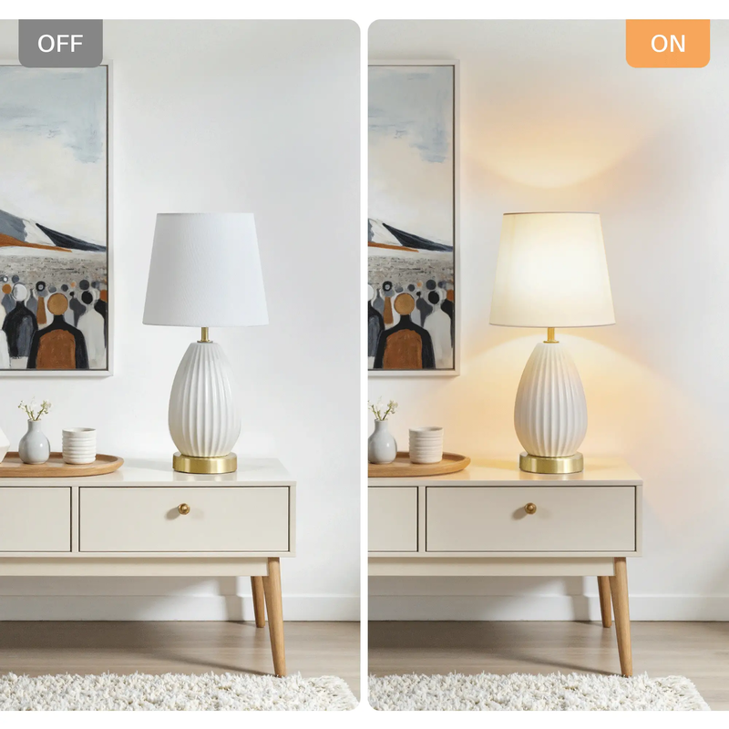 18-Inch Set of 2 Table Lamps, Antique Brass and White Finish by HouseOfZazla