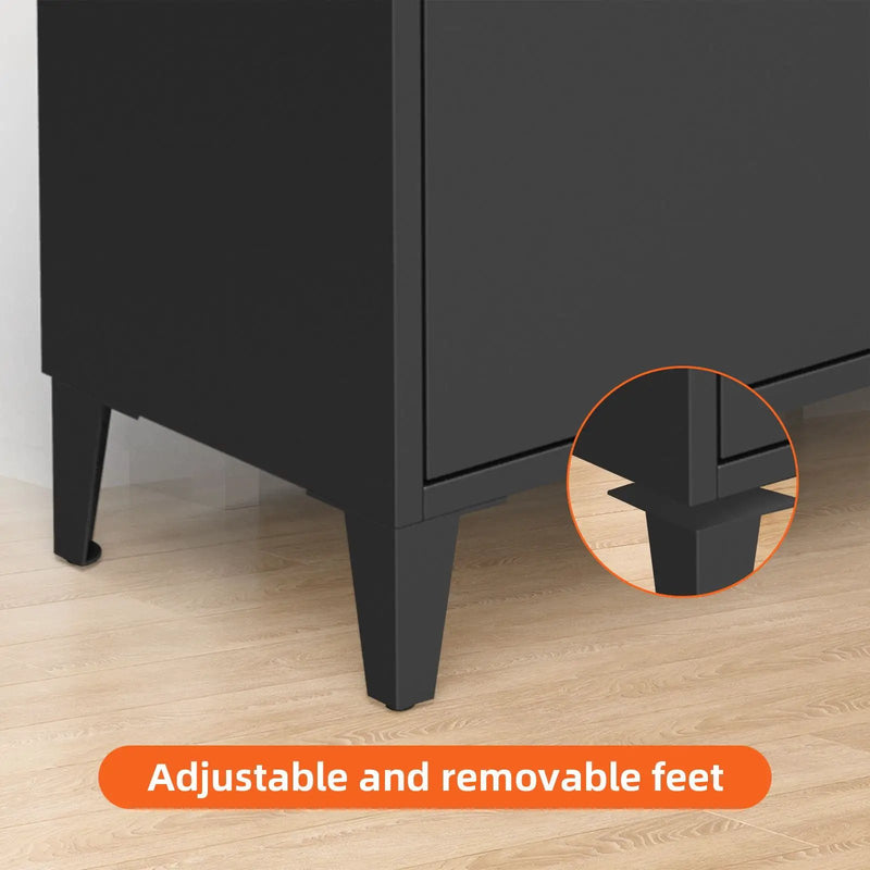 3 Drawer All Steel Shoe Cabinet, Freestanding Storage Organizer With Flip Door by Unique Piece Furniture