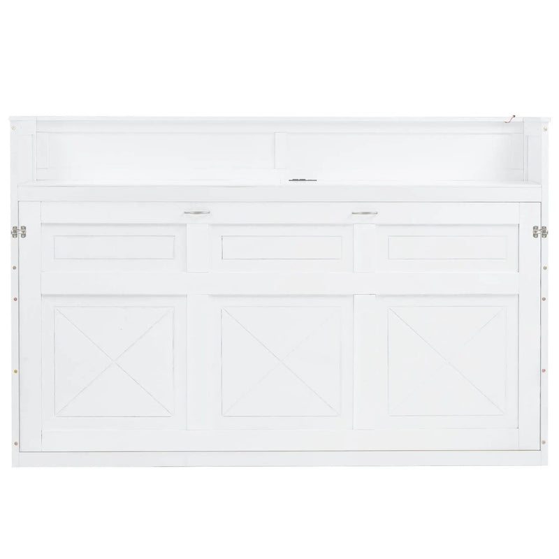 Murphy Bed With Desk, LED Light And USB Charging Station by HouseOfZazla