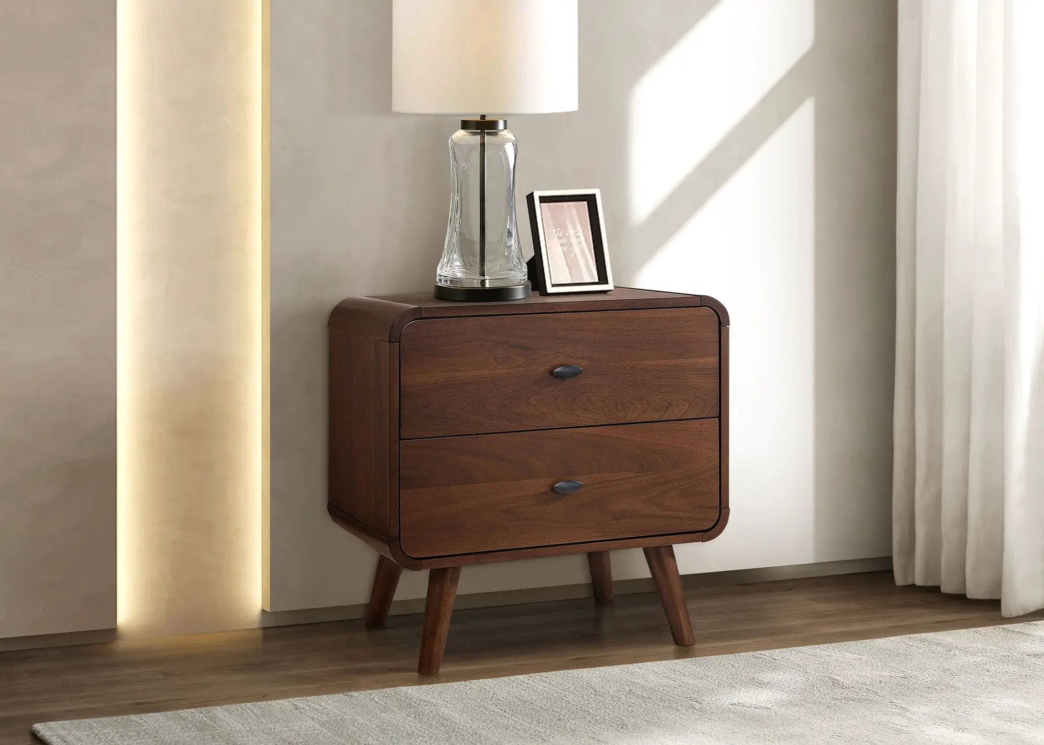 Robyn 2-drawer Nightstand Bedside Table Dark Walnut by Unique Piece Furniture