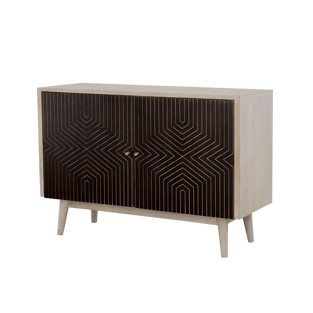 Ixora 2-door Wood Accent Cabinet White Washed and Black by Unique Piece Furniture