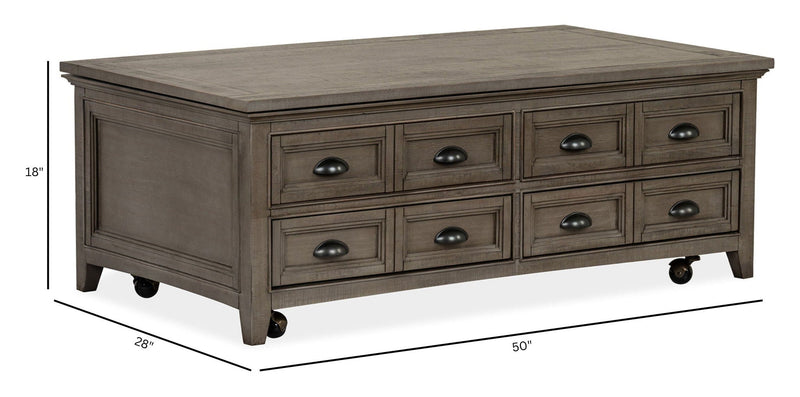 Paxton Place - Lift Top Storage Cocktail Table With Casters - Dovetail Gray, photo 4 of 7