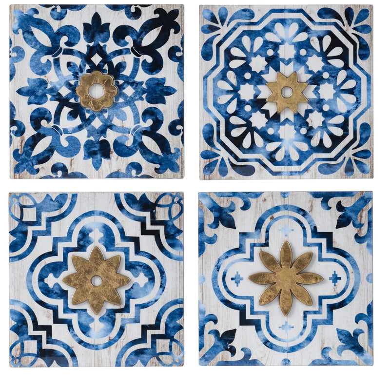 Abstract, And Wall Decor Accents (Set of 4) - White / Blue by HouseOfZazla