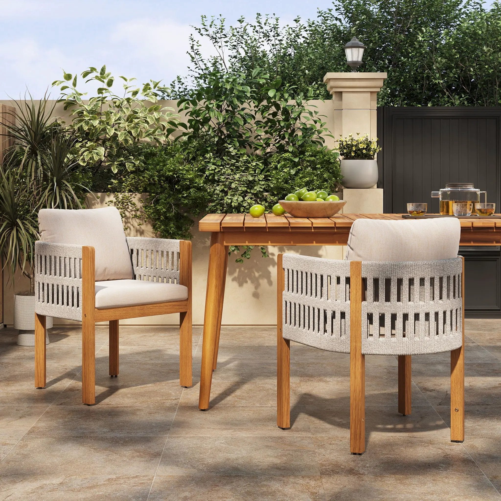 Outdoor Dining Chairs With Mix Rope Handles (Set of 2) by HouseOfZazla