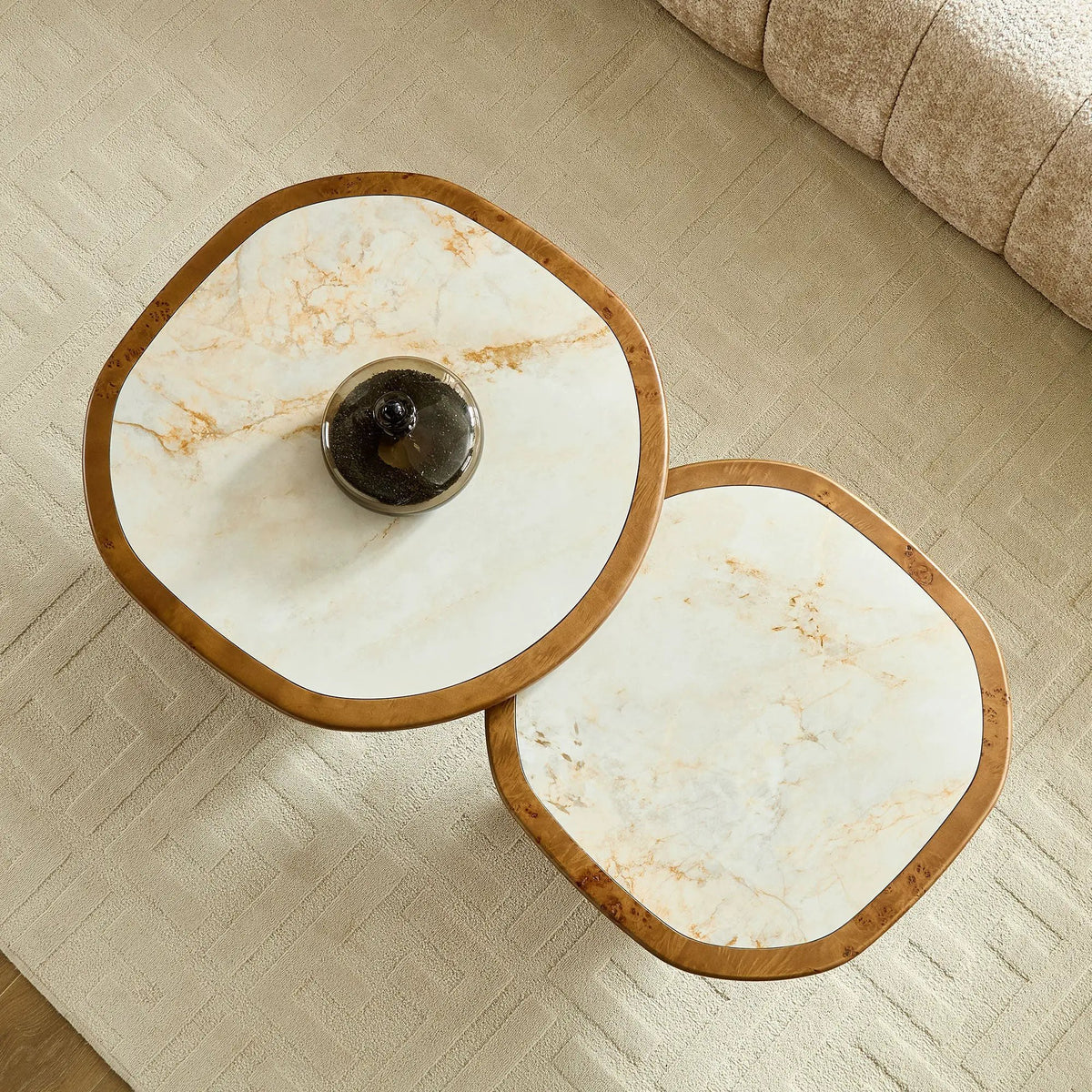 Irregular Coffee Table Set - 2pcs Burl Wood Veneer by HouseOfZazla