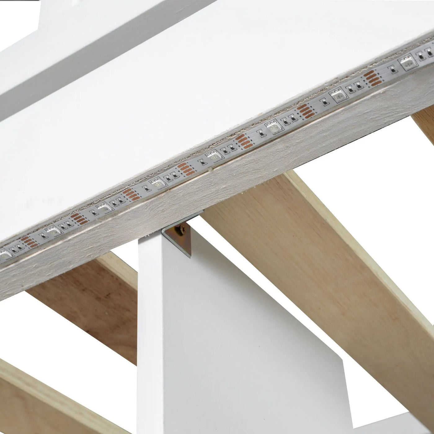 Loft Bed With Built In L Shaped Desk, LED Lights, Storage Shelves, Cabinets, And Staircase by HouseOfZazla