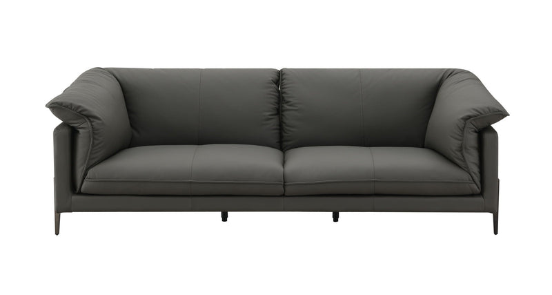 Top Grain Leather Stationary Sofa with Memory Foam Cushions - Black, photo 8 of 10