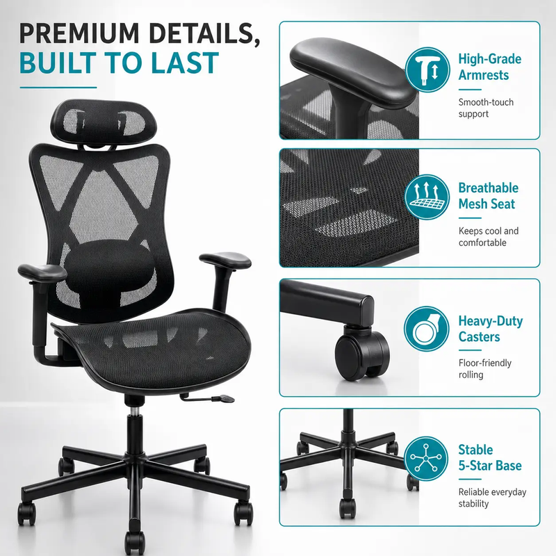 Ergonomic Office Chair with Adjustable Lumbar Support by HouseOfZazla