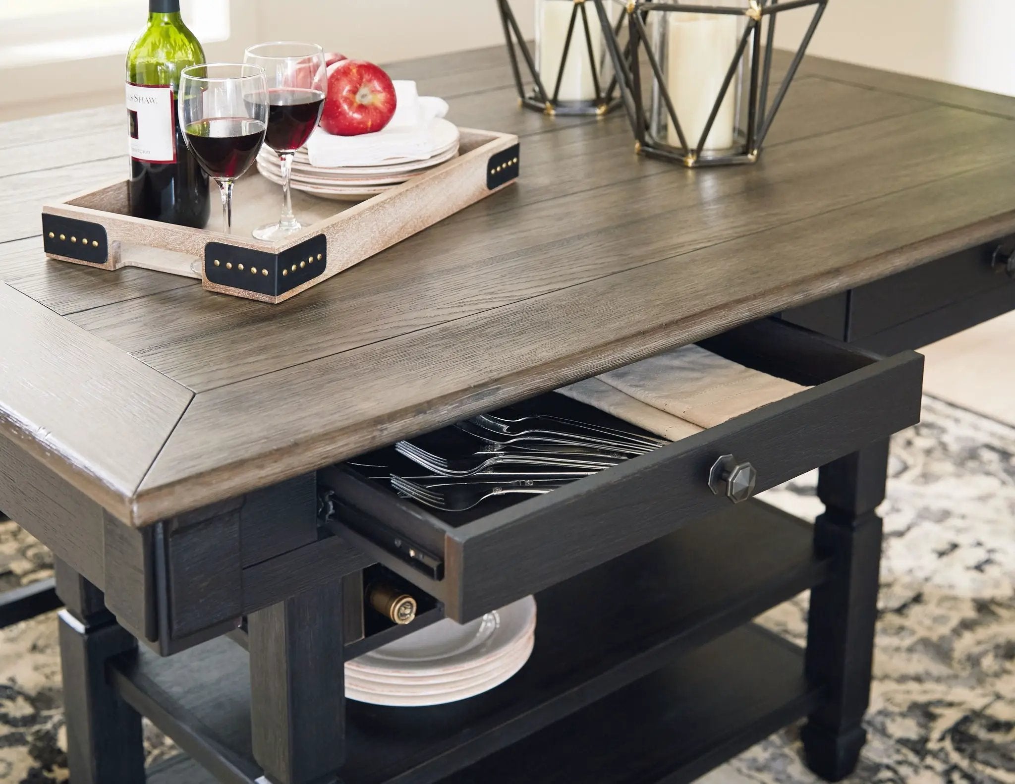 Tyler Creek - Rectangular Dining Room Counter Table - Black / Gray by Unique Piece Furniture