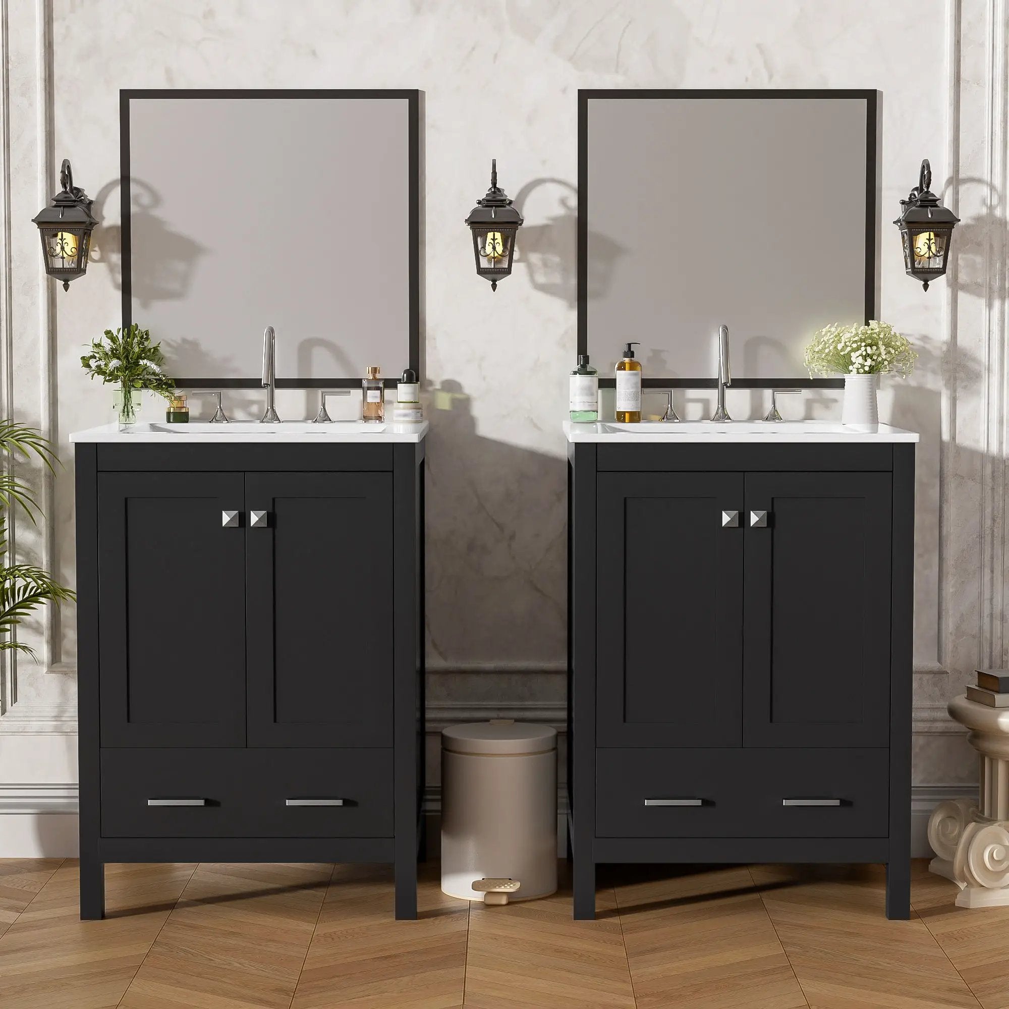 Bathroom Vanity With Integrated Undermount Ceramic Sink, 2 Doors And 1 Drawer, Soft Close Hinges by Unique Piece Furniture