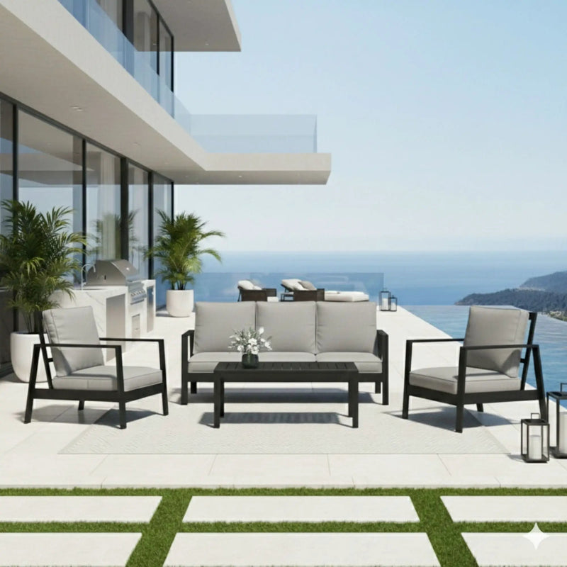 Modern 5 Seat Outdoor Patio Furniture Set With Coffee Table by HouseOfZazla