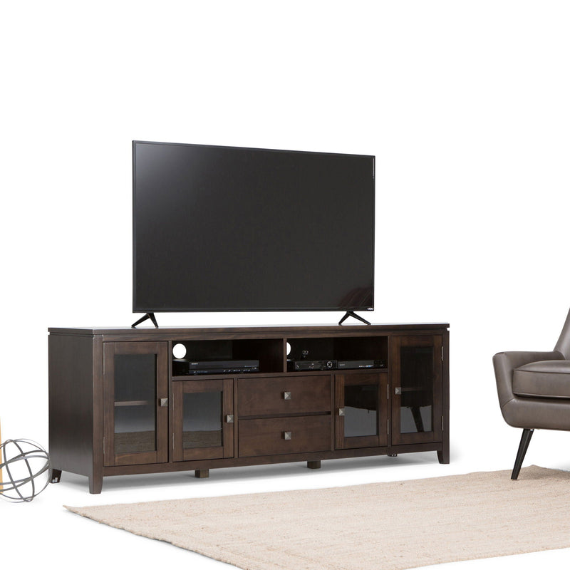 Mahogany Brown Wide TV Media Stand with Solid Wood Construction, photo 4 of 5