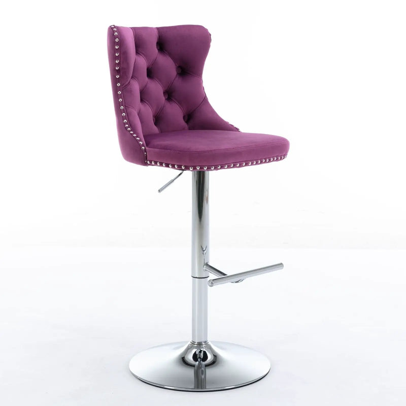 Swivel Barstools Adjusatble Seat Height From 25-33", Modern Upholstered Base Bar Stools With Backs Comfortable Tufted For Home Pub And Kitchen Island (Set of 2) by Unique Piece Furniture