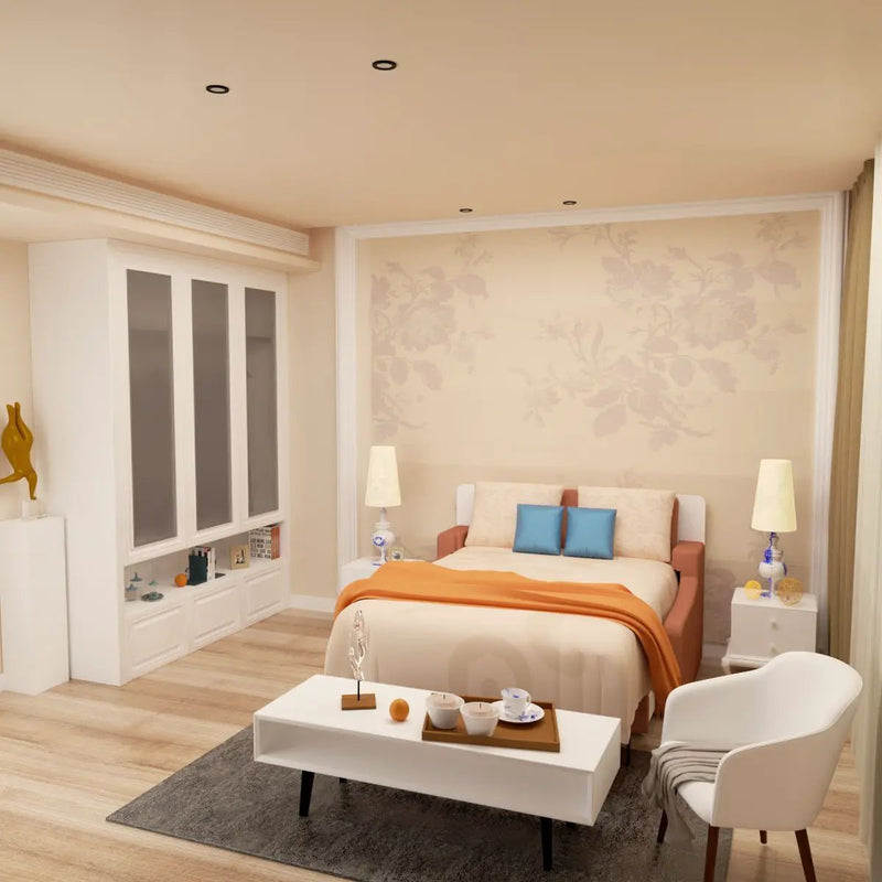 Morden Deisgn Vertical Murphy Bed With Sofa For Bedroom Or Guestroom White Wall Bed Space Saving Hidden Bed With New Style Gas Struts - Orange by Unique Piece Furniture